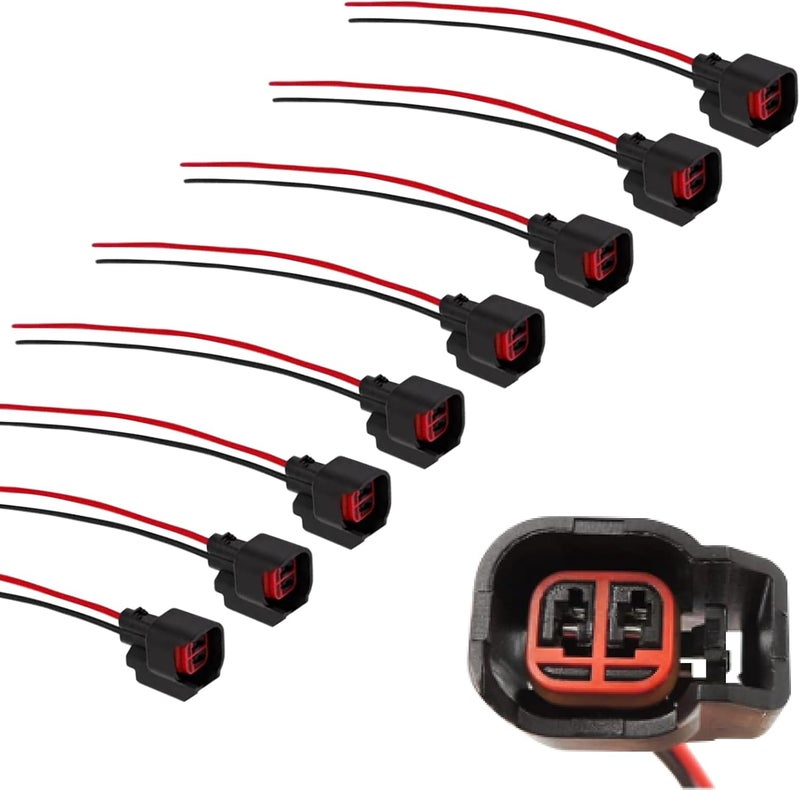 AcornTech 8 PCS Fuel Injector Connector Pigtail - Compatible with Dodge,Ford,Chevrolet,Buick,J-eep,and More Fuel Injector Wiring Harness Replace#5013995AA,5161919AA - Image 1